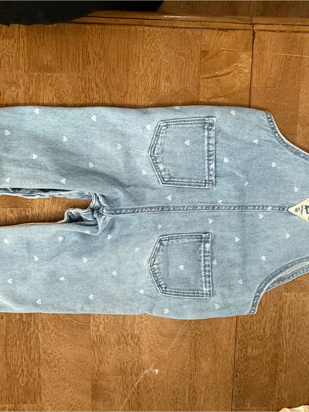 OshKosh B'gosh Light Blue Denim Heart Pocket Overalls VINTAGE 18M